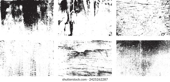 Set von Schwarz-Weiß-Grunge. Distress Overlay Textur.Surface Staub und raue schmutzige Wand Hintergrund Konzept. Notdarstellung einfach über Objekt platzieren, um Grunge-Effekt zu erzeugen. Vektor EPS10.