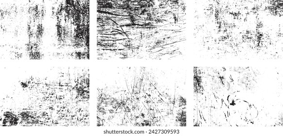 Set of Black and white grunge. Distress overlay texture. Surface dust and rough dirty wall background concept. Distress illustration simply place over object to create grunge effect. Vector EPS10.
