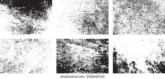 Set of Black and white grunge. Distress overlay texture. Surface dust and rough dirty wall background concept. Distress illustration simply place over object to create grunge effect. Vector EPS10.