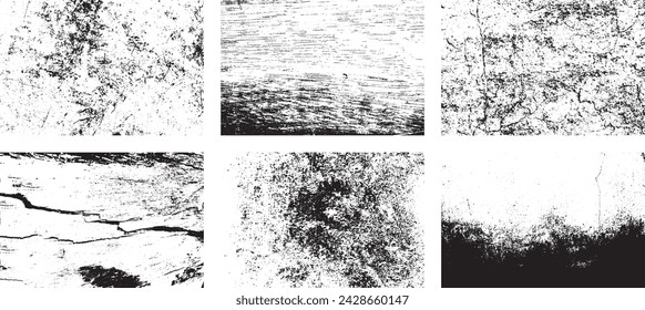 Set of Black and white grunge. Distress overlay texture. Surface dust and rough dirty wall background concept. Distress illustration simply place over object to create grunge effect. Vector EPS10.