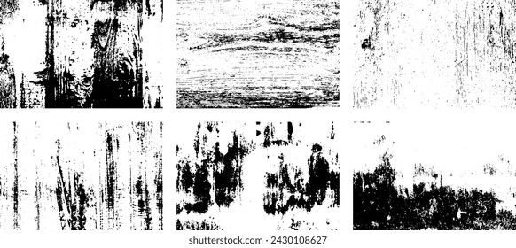 Set of Black and white grunge. Distress overlay texture. Surface dust and rough dirty wall background concept. Distress illustration simply place over object to create grunge effect. Vector EPS10.
