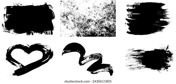 Set of Black and white grunge. Distress overlay texture. Surface dust and rough dirty wall background concept. Distress illustration simply place over object to create grunge effect. Vector EPS10.