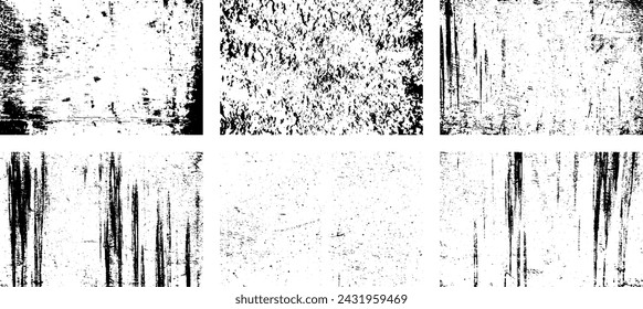 Set of Black and white grunge. Distress overlay texture. Surface dust and rough dirty wall background concept. Distress illustration simply place over object to create grunge effect. Vector EPS10.
