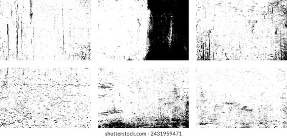 Set of Black and white grunge. Distress overlay texture. Surface dust and rough dirty wall background concept. Distress illustration simply place over object to create grunge effect. Vector EPS10.
