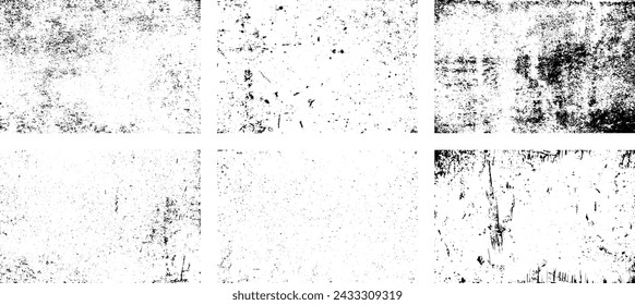 Set of Black and white grunge. Distress overlay texture. Surface dust and rough dirty wall background concept. Distress illustration simply place over object to create grunge effect. Vector EPS10.