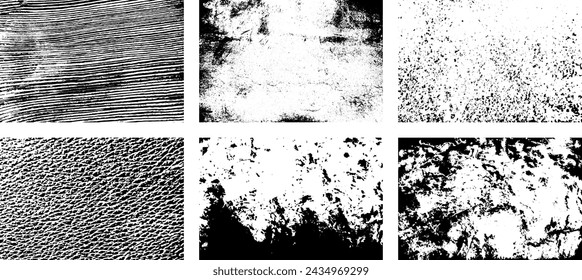 Set of Black and white grunge. Distress overlay texture. Surface dust and rough dirty wall background concept. Distress illustration simply place over object to create grunge effect. Vector EPS10.