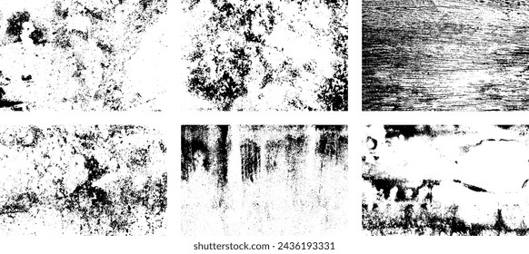 Set of Black and white grunge. Distress overlay texture. Surface dust and rough dirty wall background concept. Distress illustration simply place over object to create grunge effect. Vector EPS10.