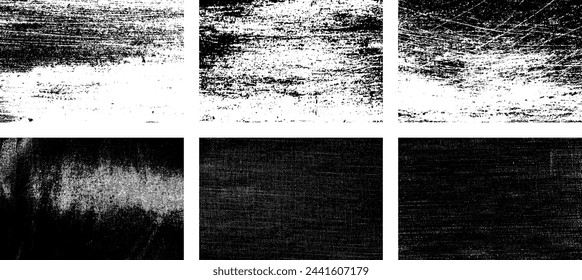 Set of Black and white grunge. Distress overlay texture. Surface dust and rough dirty wall background concept. Distress illustration simply place over object to create grunge effect. Vector EPS10.
