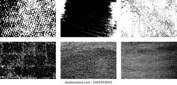 Set of Black and white grunge. Distress overlay texture. Surface dust and rough dirty wall background concept. Distress illustration simply place over object to create grunge effect. Vector EPS10.