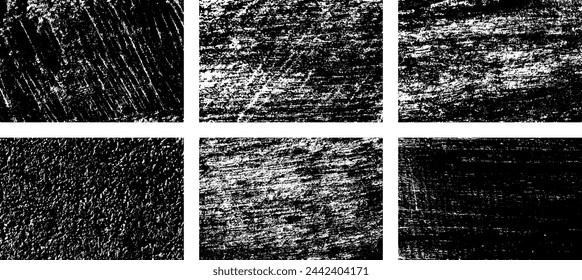 Set of Black and white grunge. Distress overlay texture. Surface dust and rough dirty wall background concept. Distress illustration simply place over object to create grunge effect. Vector EPS10.