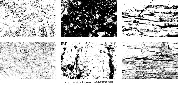 Set of Black and white grunge. Distress overlay texture. Surface dust and rough dirty wall background concept. Distress illustration simply place over object to create grunge effect. Vector EPS10.