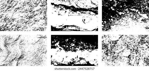 Set of Black and white grunge. Distress overlay texture. Surface dust and rough dirty wall background concept. Distress illustration simply place over object to create grunge effect. Vector EPS10.