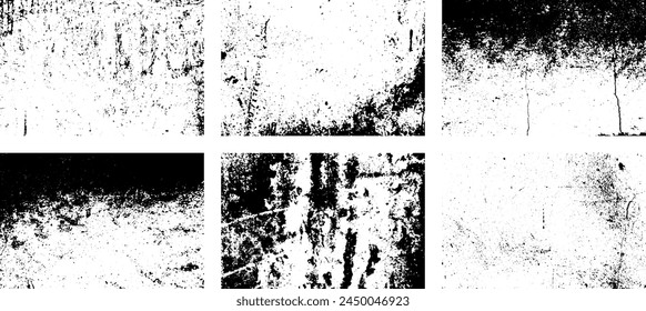 Set of Black and white grunge. Distress overlay texture. Surface dust and rough dirty wall background concept. Distress illustration simply place over object to create grunge effect. Vector EPS10.
