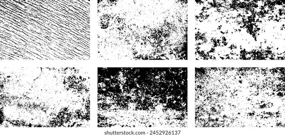 Set of Black and white grunge. Distress overlay texture. Surface dust and rough dirty wall background concept. Distress illustration simply place over object to create grunge effect. Vector EPS10.
