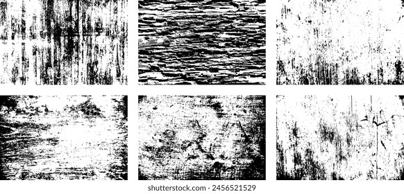 Set of Black and white grunge. Distress overlay texture. Surface dust and rough dirty wall background concept. Distress illustration simply place over object to create grunge effect. Vector EPS10.
