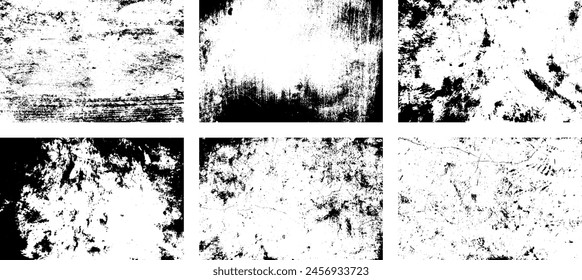 Set of Black and white grunge. Distress overlay texture. Surface dust and rough dirty wall background concept. Distress illustration simply place over object to create grunge effect. Vector EPS10.