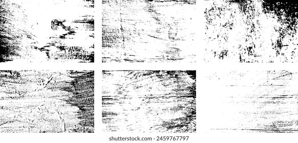 Set of Black and white grunge. Distress overlay texture. Surface dust and rough dirty wall background concept. Distress illustration simply place over object to create grunge effect. Vector EPS10.
