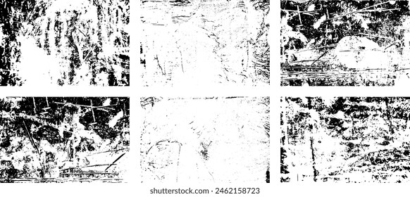 Set of Black and white grunge. Distress overlay texture. Surface dust and rough dirty wall background concept. Distress illustration simply place over object to create grunge effect. Vector EPS10.