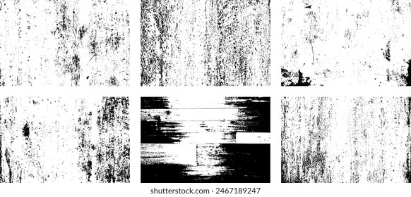 Set of Black and white grunge. Distress overlay texture. Surface dust and rough dirty wall background concept. Distress illustration simply place over object to create grunge effect. Vector EPS10.
