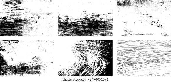 Set of Black and white grunge. Distress overlay texture. Surface dust and rough dirty wall background concept. Distress illustration simply place over object to create grunge effect. Vector EPS10.