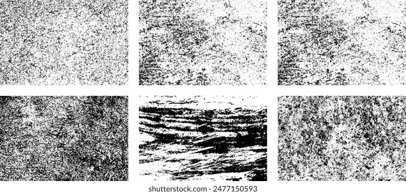 Set of Black and white grunge. Distress overlay texture. Surface dust and rough dirty wall background concept. Distress illustration simply place over object to create grunge effect. Vector EPS10.