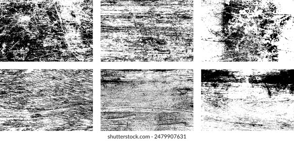 Set of Black and white grunge. Distress overlay texture. Surface dust and rough dirty wall background concept. Distress illustration simply place over object to create grunge effect. Vector EPS10.