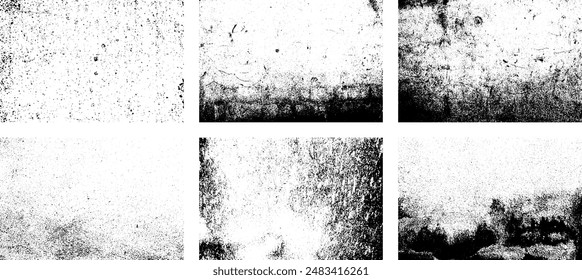 Set of Black and white grunge. Distress overlay texture. Surface dust and rough dirty wall background concept. Distress illustration simply place over object to create grunge effect. Vector EPS10.