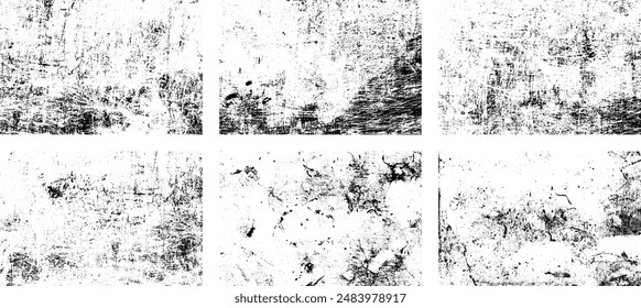 Set of Black and white grunge. Distress overlay texture. Surface dust and rough dirty wall background concept. Distress illustration simply place over object to create grunge effect. Vector EPS10.