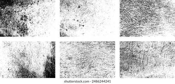 Set of Black and white grunge. Distress overlay texture. Surface dust and rough dirty wall background concept. Distress illustration simply place over object to create grunge effect. Vector EPS10.
