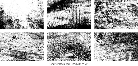 Set of Black and white grunge. Distress overlay texture. Surface dust and rough dirty wall background concept. Distress illustration simply place over object to create grunge effect. Vector EPS10.