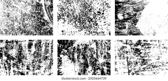 Set of Black and white grunge. Distress overlay texture. Surface dust and rough dirty wall background concept. Distress illustration simply place over object to create grunge effect. Vector EPS10.