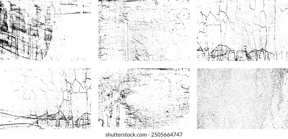 Set of Black and white grunge. Distress overlay texture. Surface dust and rough dirty wall background concept. Distress illustration simply place over object to create grunge effect. Vector EPS10.