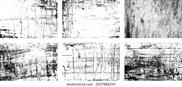 Set of Black and white grunge. Distress overlay texture. Surface dust and rough dirty wall background concept. Distress illustration simply place over object to create grunge effect. Vector EPS10.
