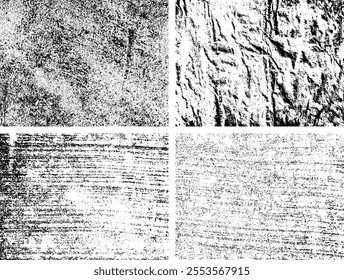 Set of Black and white grunge. Distress overlay texture. Surface dust and rough dirty wall background concept. Distress illustration simply place over object to create grunge effect. Vector EPS10.