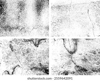 Set of Black and white grunge. Distress overlay texture. Surface dust and rough dirty wall background concept. Distress illustration simply place over object to create grunge effect. Vector EPS10.