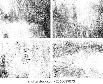 Set of Black and white grunge. Distress overlay texture. Surface dust and rough dirty wall background concept. Distress illustration simply place over object to create grunge effect. Vector EPS10.
