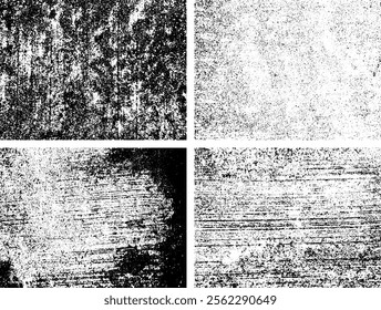 Set of Black and white grunge. Distress overlay texture. Surface dust and rough dirty wall background concept. Distress illustration simply place over object to create grunge effect. Vector EPS10.