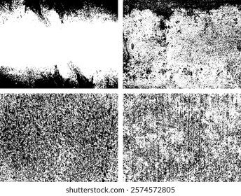 Set of Black and white grunge. Distress overlay texture. Surface dust and rough dirty wall background concept. Distress illustration simply place over object to create grunge effect. Vector EPS10.