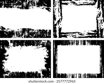 Set of Black and white grunge. Distress overlay texture. Surface dust and rough dirty wall background concept. Distress illustration simply place over object to create grunge effect. Vector EPS10.