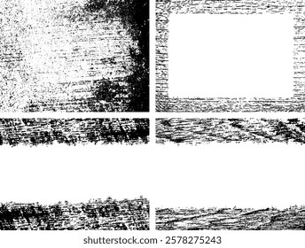 Set of Black and white grunge. Distress overlay texture. Surface dust and rough dirty wall background concept. Distress illustration simply place over object to create grunge effect. Vector EPS10.