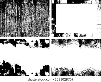 Set of Black and white grunge. Distress overlay texture. Surface dust and rough dirty wall background concept. Distress illustration simply place over object to create grunge effect. Vector EPS10.