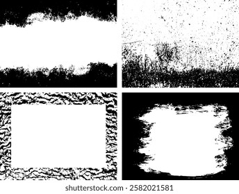 Set of Black and white grunge. Distress overlay texture. Surface dust and rough dirty wall background concept. Distress illustration simply place over object to create grunge effect. Vector EPS10.
