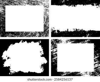 Set of Black and white grunge. Distress overlay texture. Surface dust and rough dirty wall background concept. Distress illustration simply place over object to create grunge effect. Vector EPS10.