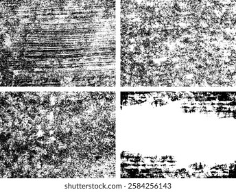 Set of Black and white grunge. Distress overlay texture. Surface dust and rough dirty wall background concept. Distress illustration simply place over object to create grunge effect. Vector EPS10.