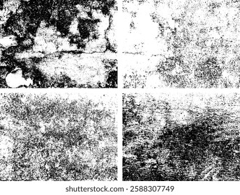 Set of Black and white grunge. Distress overlay texture. Surface dust and rough dirty wall background concept. Distress illustration simply place over object to create grunge effect. Vector EPS10.