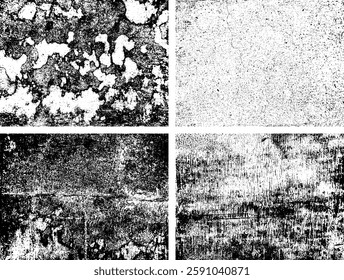 Set of Black and white grunge. Distress overlay texture. Surface dust and rough dirty wall background concept. Distress illustration simply place over object to create grunge effect. Vector EPS10.