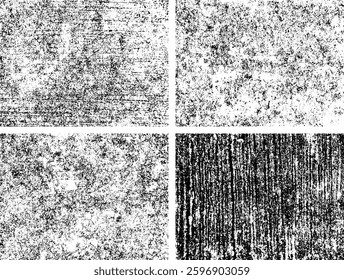 Set of Black and white grunge. Distress overlay texture. Surface dust and rough dirty wall background concept. Distress illustration simply place over object to create grunge effect. Vector EPS10.