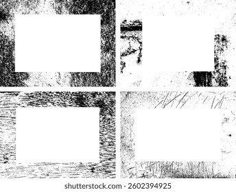 Set of Black and white grunge. Distress overlay texture. Surface dust and rough dirty wall background concept. Distress illustration simply place over object to create grunge effect. Vector EPS10.