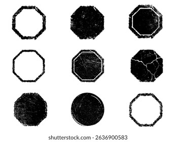 Conjunto de grunge preto e branco. Textura de sobreposição de angústia. Poeira de superfície e conceito de fundo de parede suja áspera. Ilustração de angústia simplesmente colocar sobre o objeto para criar efeito grunge. Vetor EPS10.