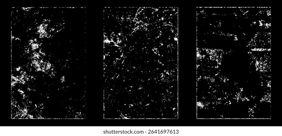Set of Black and white grunge. Distress overlay texture. Surface dust and rough dirty wall background concept. Distress illustration simply place over object to create grunge effect. Vector EPS10.
